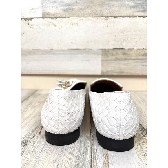 Meijiana Mens 10.5 White Woven Leather Tassel Loafers Business Dress Shoes Smart main image 9